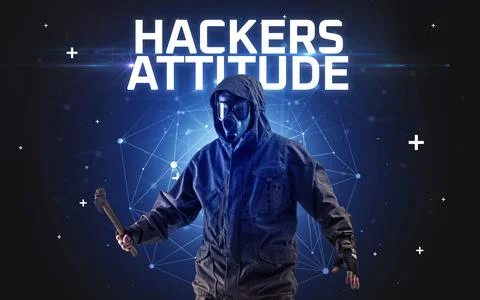 Mysterious hacker, online attack concept Stock Photos