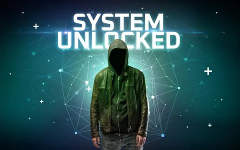 Mysterious hacker, online attack concept 写真素材