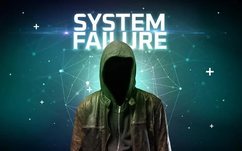 Mysterious hacker, online attack concept 库存照片
