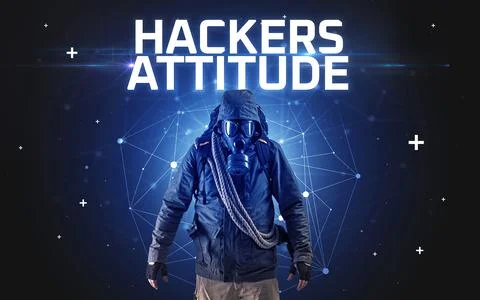 Mysterious hacker, online attack concept 库存照片