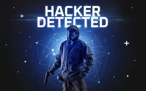 Mysterious hacker, online attack concept Stock Photos