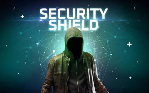Mysterious hacker, online attack concept Stock Photos