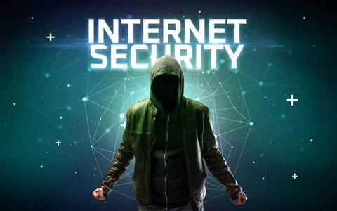 Mysterious hacker, online attack concept Stock Photos