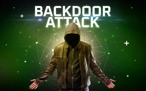 Mysterious hacker, online attack concept Stock Photos
