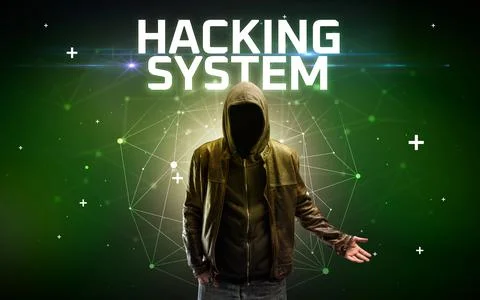 Mysterious hacker, online attack concept Stock Photos