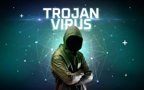 Mysterious hacker, online attack concept Stockfoto's