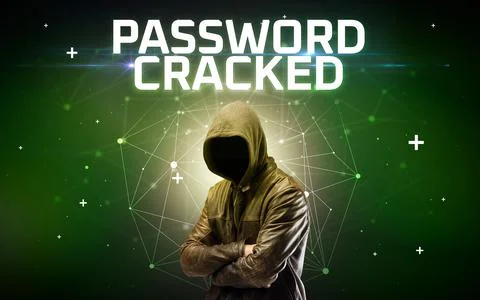 Mysterious hacker, online attack concept 库存照片