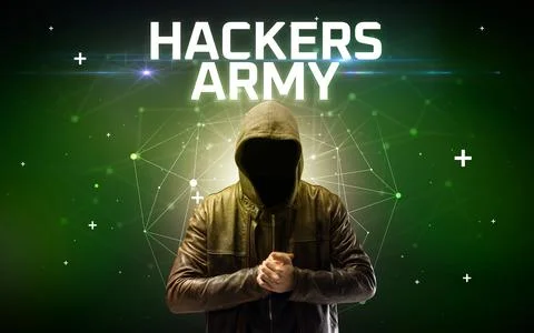 Mysterious hacker, online attack concept Stock Photos