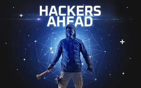 Mysterious hacker, online attack concept Stock Photos