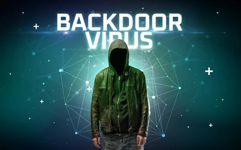 Mysterious hacker, online attack concept Stock Photos