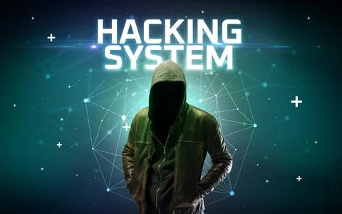 Mysterious hacker, online attack concept Stock Photos