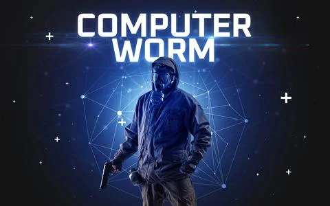 Mysterious hacker, online attack concept Stockfoto's