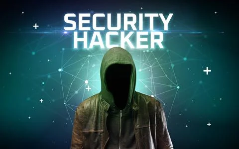 Mysterious hacker, online attack concept 写真素材