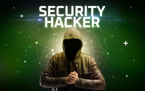 Mysterious hacker, online attack concept Stock Photos