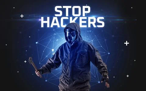 Mysterious hacker, online attack concept Stockfoto's