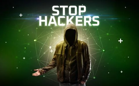 Mysterious hacker, online attack concept Stock Photos