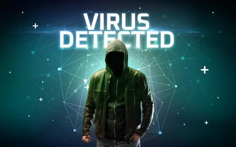 Mysterious hacker, online attack concept Stock Photos