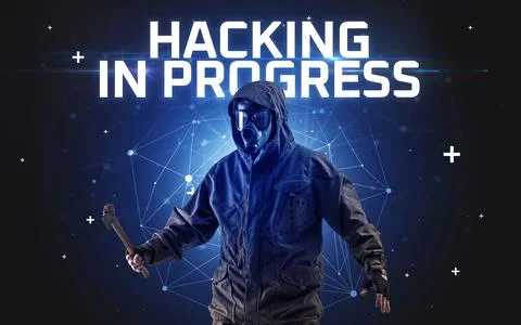 Mysterious hacker, online attack concept Stock Photos
