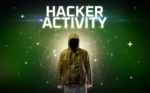 Mysterious hacker, online attack concept Stock Photos