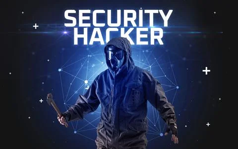 Mysterious hacker, online attack concept Stock Photos