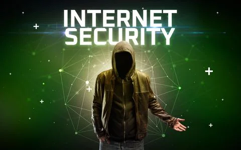 Mysterious hacker, online attack concept Stock Photos