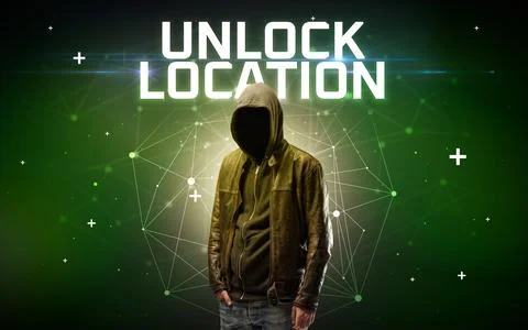 Mysterious hacker, online attack concept Stockfoto's