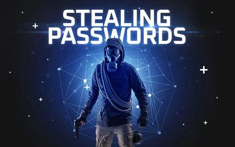Mysterious hacker, online attack concept Stockfoto's