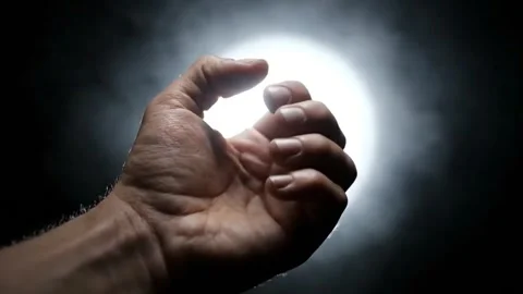 Mysterious Light: Hand Touching a Luminous Sphere. Stock Footage 316877891