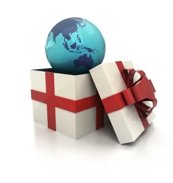 Mysterious magic gift with asia on globe render illustration Illustrazione stock