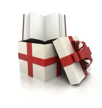 Mysterious magic gift with open blank book inside render illustration 스톡 일러스트