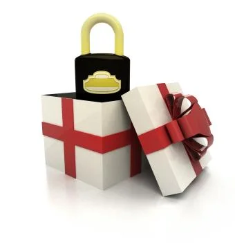 Mysterious magic gift with security padlock render illustration イラスト素材
