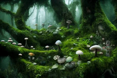 Mysterious magical forest Stock Illustration