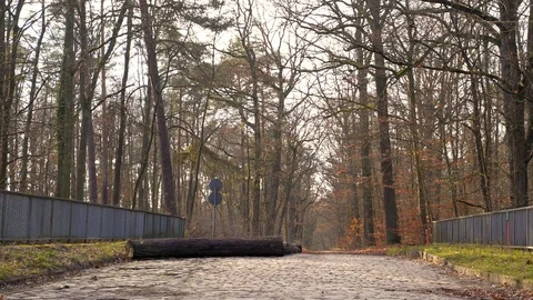 Mysterious man walking over bridge where was film dark series, Berlin, Germany. Stock Footage 127218032