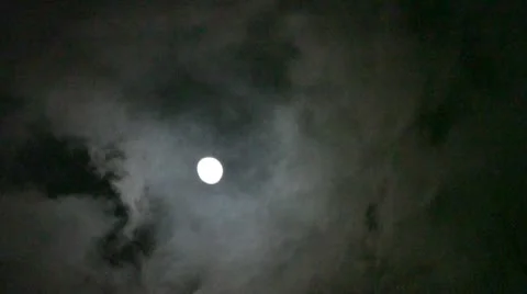 MYSTERIOUS MOON AND DARK CLOUDS HD Stock Footage 10574893