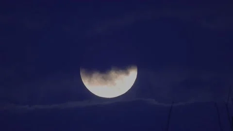 Mysterious moon behind the clouds, 4K Stock Footage 170160418