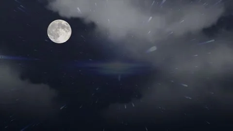 Mysterious moonlight breaking through dark clouds in night sky with video 库存影片 340940586