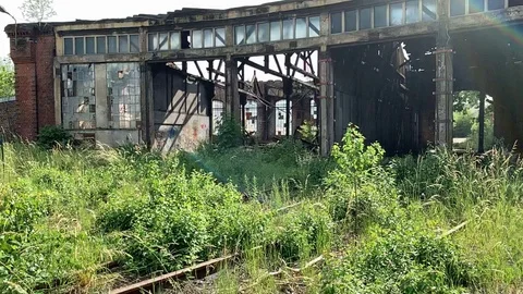 Mysterious old factory Stock Footage 110869896