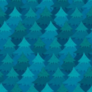 Mysterious pattern with blue coniferous forest Stock Illustration