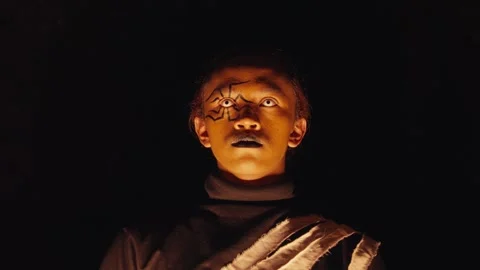 Mysterious Portrait with Dramatic Makeup Stock Footage 296680570