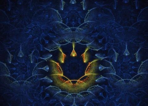Mysterious psychedelic relaxation pattern. Dynamic flowing natural forms. Illustrazione stock