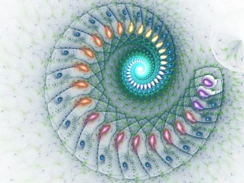 Mysterious psychedelic relaxation pattern. Multi color fractal spiral lines e 库存插图