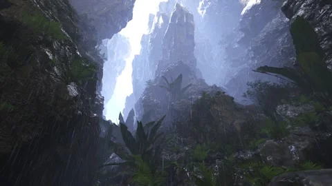 Mysterious Rainfall Canyon Stock Footage 321467930