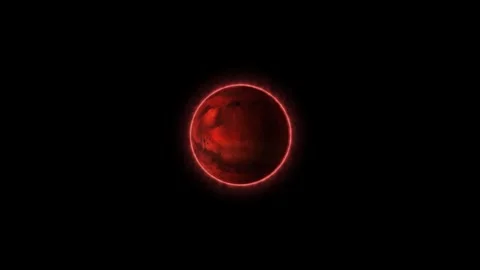 Mysterious Red Planet in Dark Space: Exploration and Discovery Stock Footage 318175416