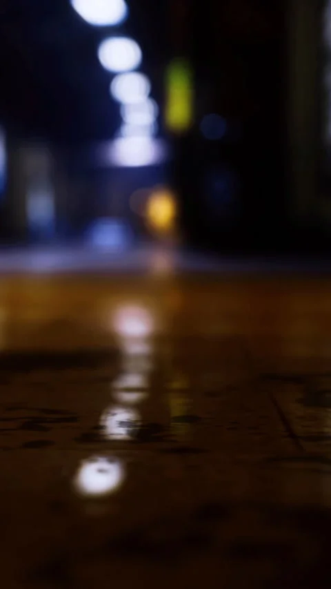 Mysterious reflections dance on an empty corridor floor at twilight Stock Footage 334254617