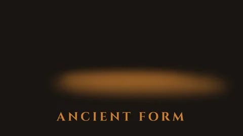Mysterious reveal of 'Ancient Form' title graphic on elegant dark background. Stock Footage 337655769