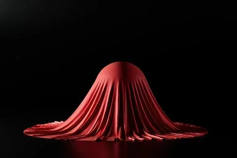 Mysterious round object covered by red cloth Stock Illustration