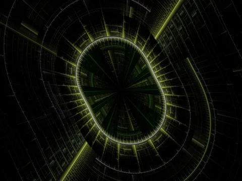 Mysterious sci fl tunnel with light at the end Stock Illustration