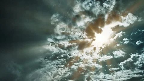 Mysterious sun beam in cloudy sky Stock Footage 246607720