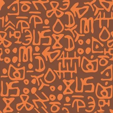 Mysterious symbols, seamless pattern. Vector Illustrazione stock