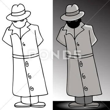 Mysterious trenchcoat man Stock Illustration